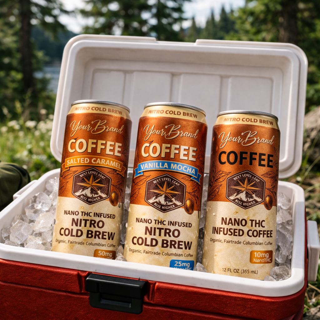 Infused coffee flavor concept cans