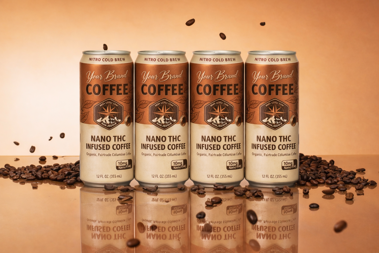 THC coffee cans for cannabinoid and caffeine beverage planning