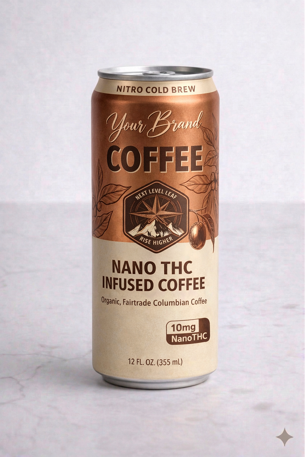single slim can of THC infused coffee for fast-onset coffee product development