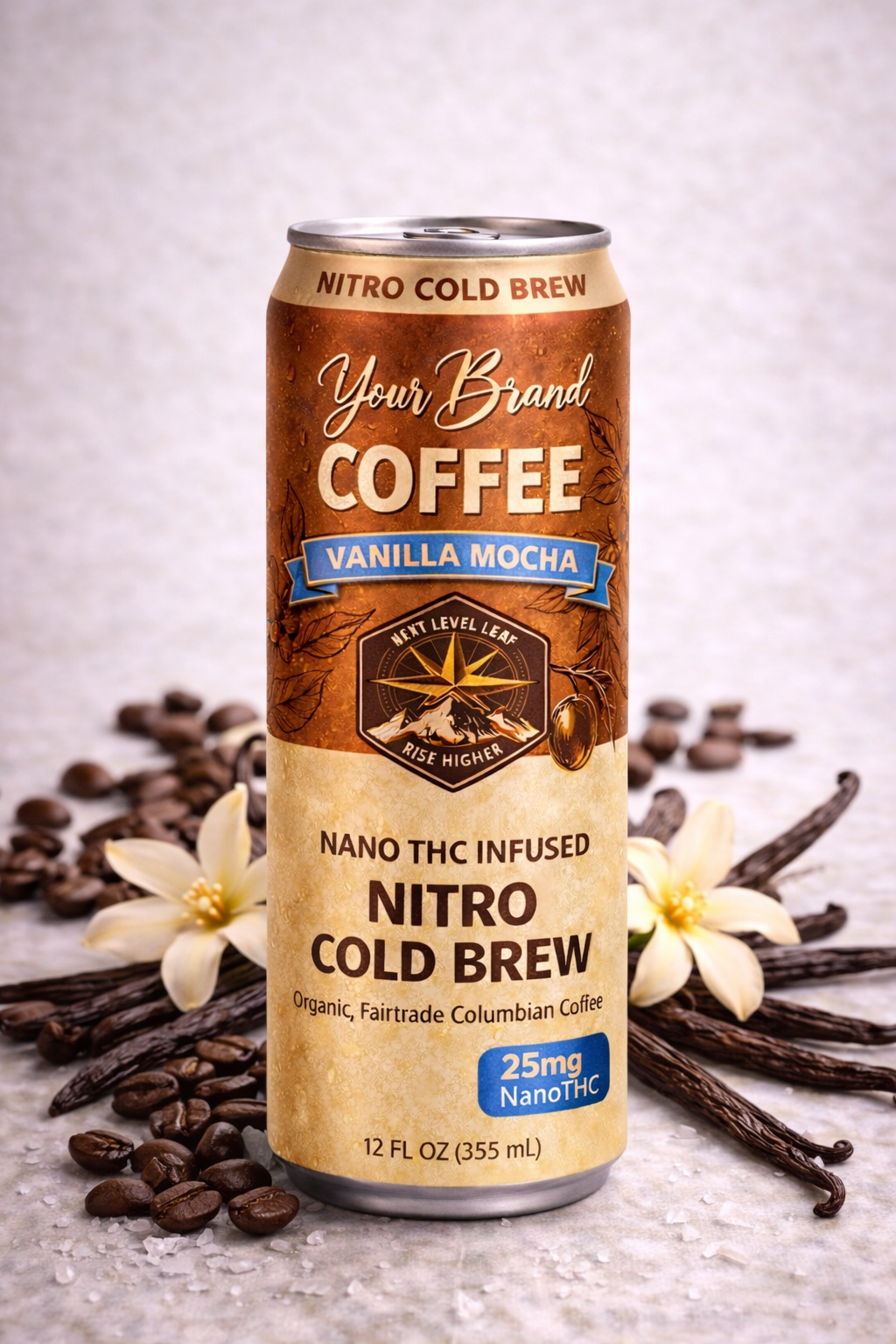 coffee and vanilla mocha ingredients for infused coffee beverage concepts