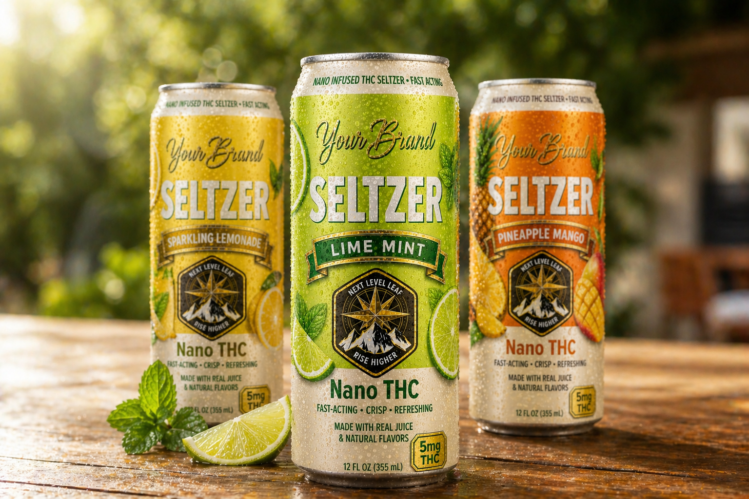 white-label THC seltzer and infused beverage manufacturing concept with premium canned drinks