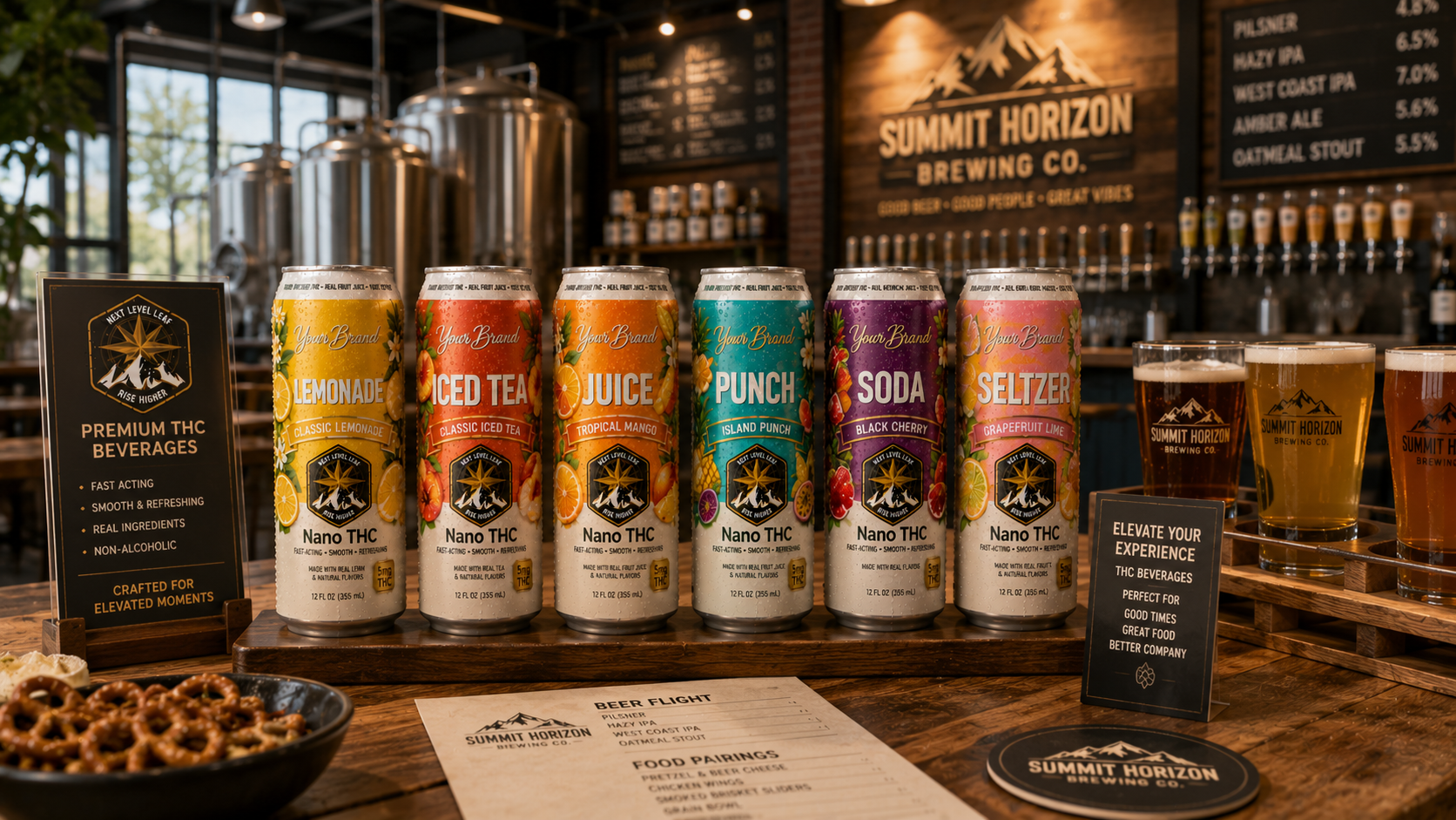 brewery setting with canned THC beverage concepts for adult-use beverage innovation