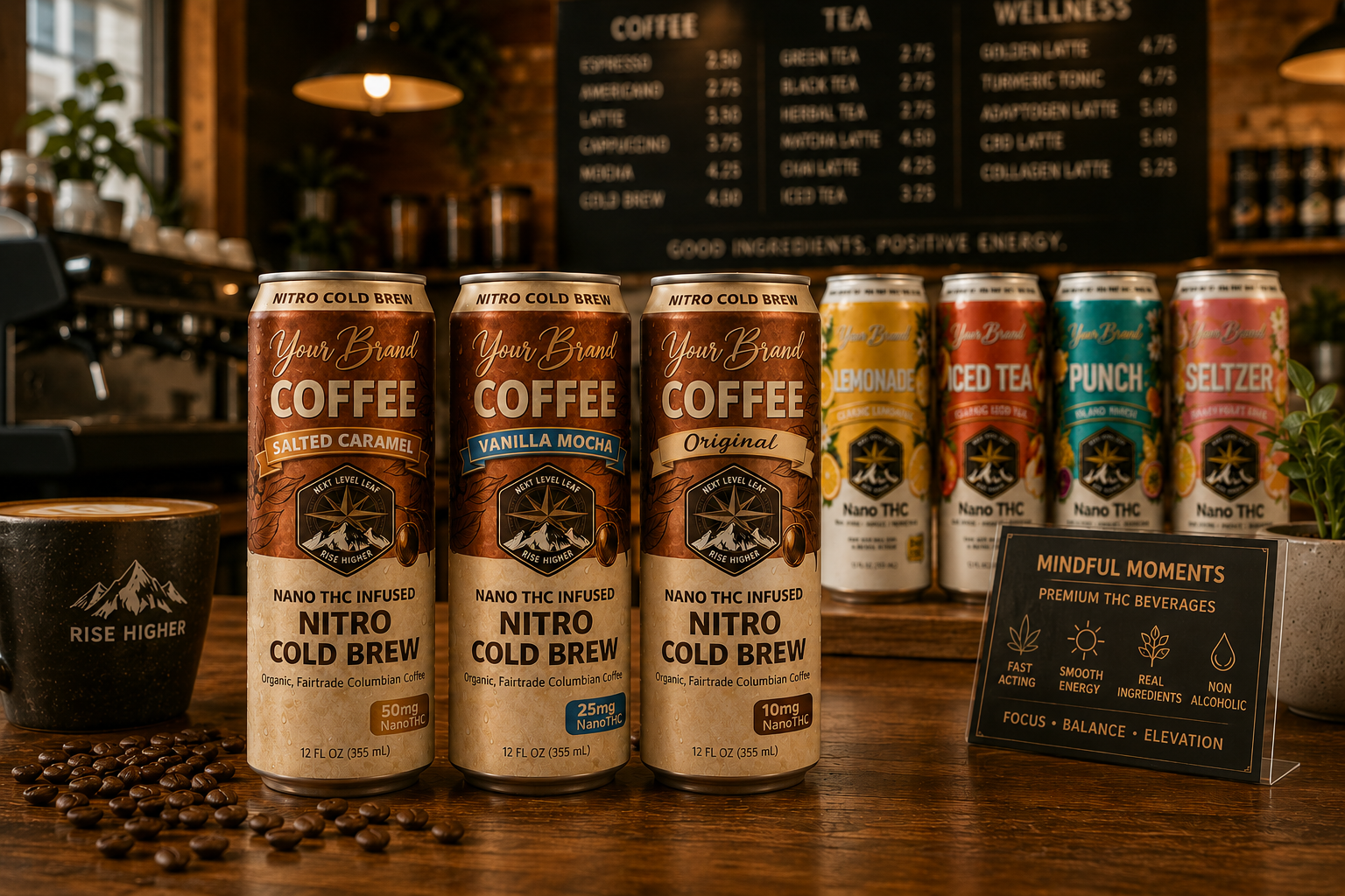coffee shop THC beverage concepts for roasters and cafe brands