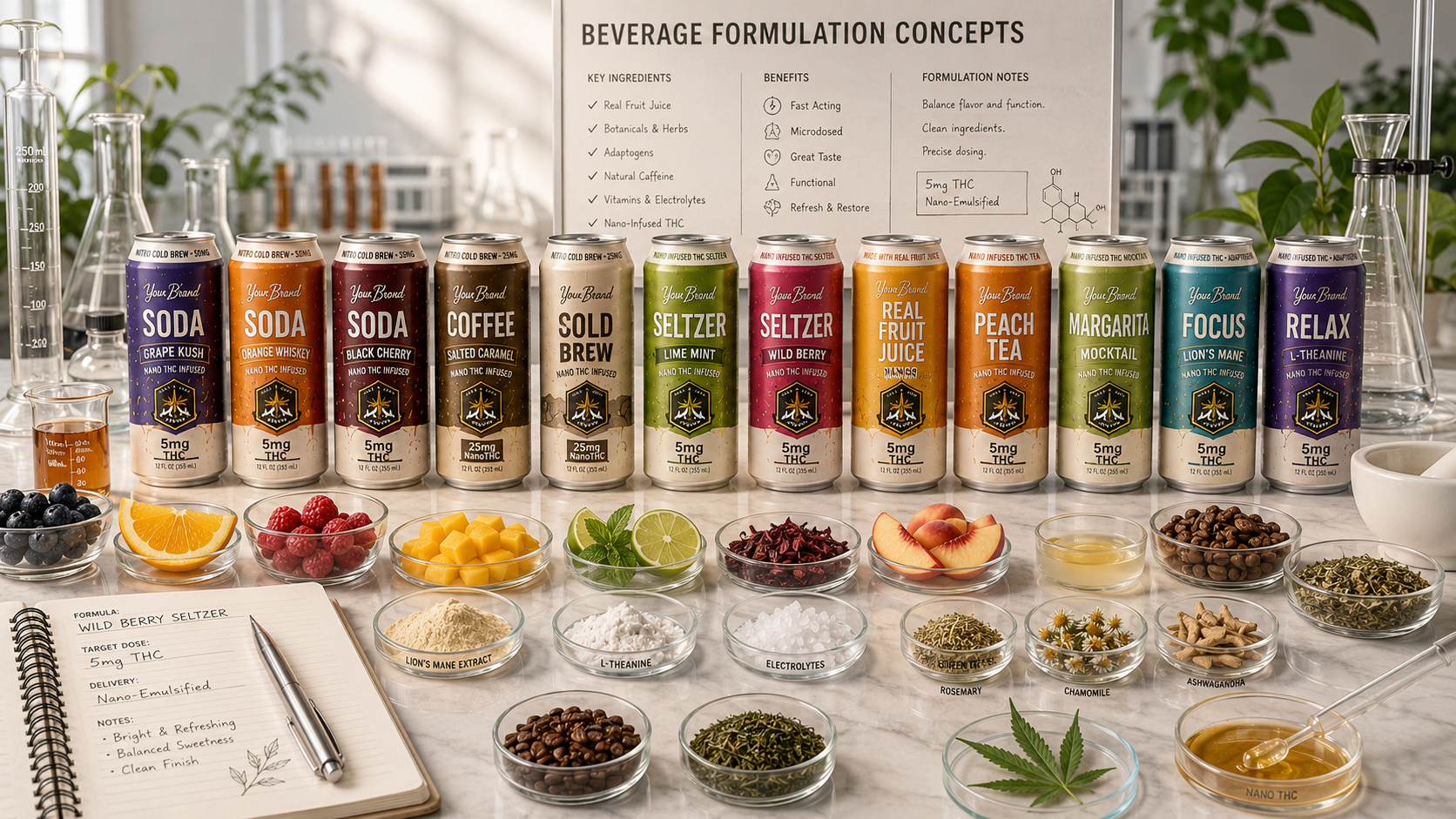 custom thc beverage formulation for THC beverage production planning