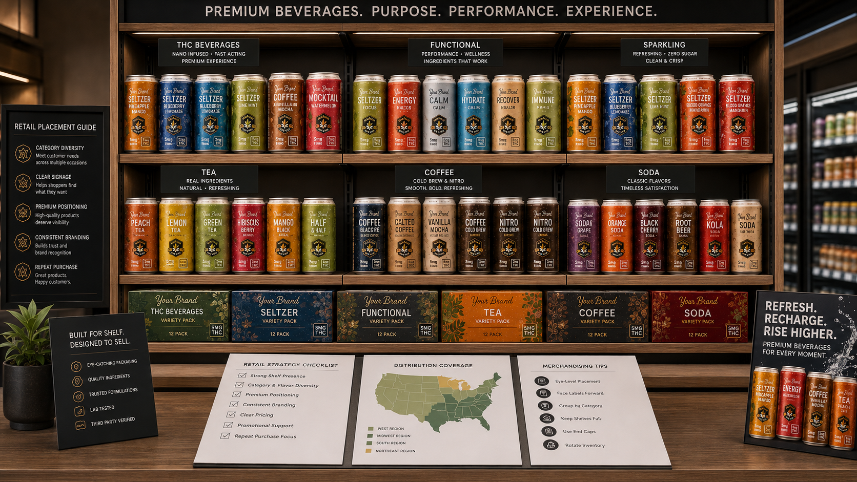 THC beverage products positioned for retail placement and channel expansion
