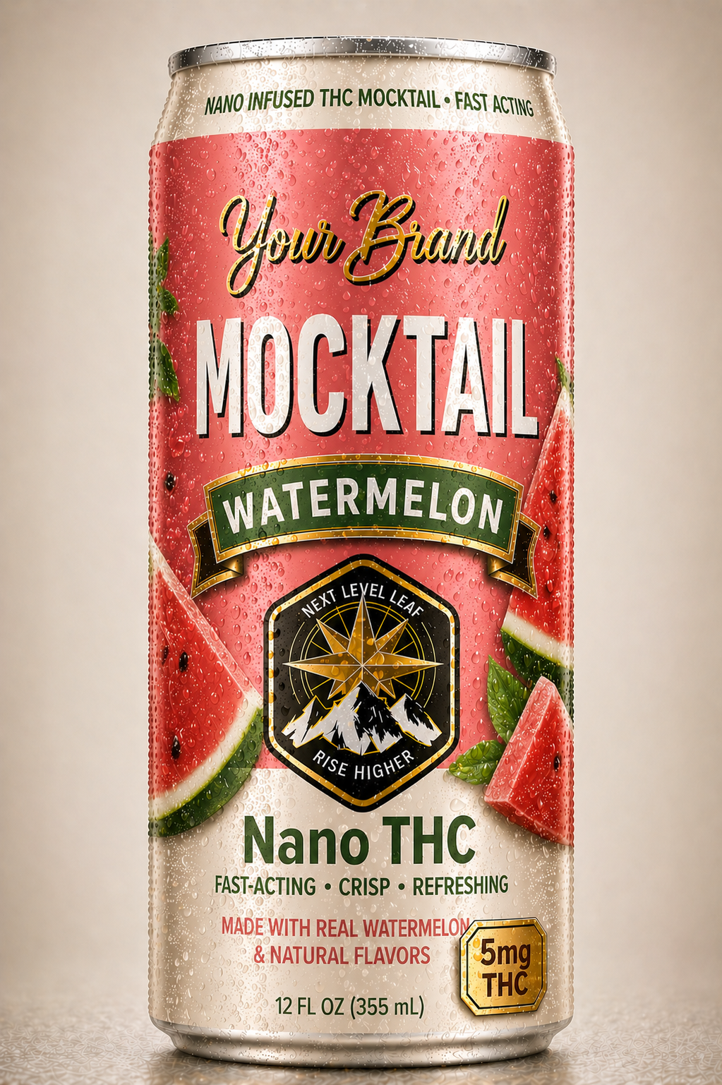 watermelon THC seltzer single can for refreshing fruit beverage concepts