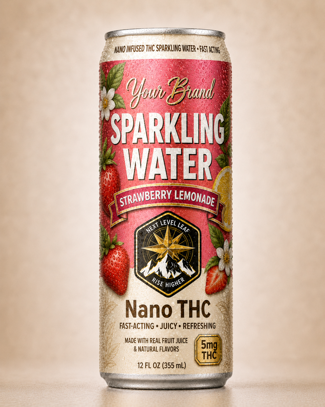 strawberry lemonade berry THC drink can for beverage brand planning