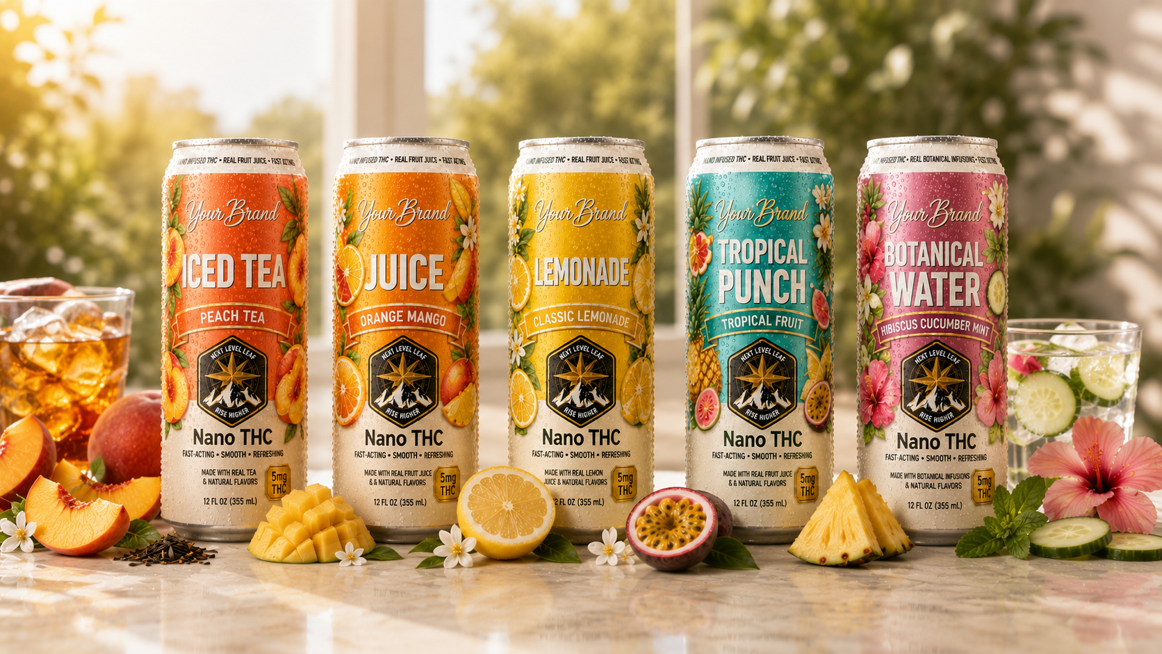 non-carbonated THC beverage formats including still tea lemonade and juice