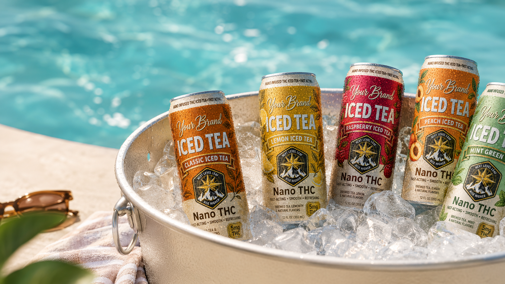 five flavor THC iced tea cooler by pool for infused tea product lineup strategy