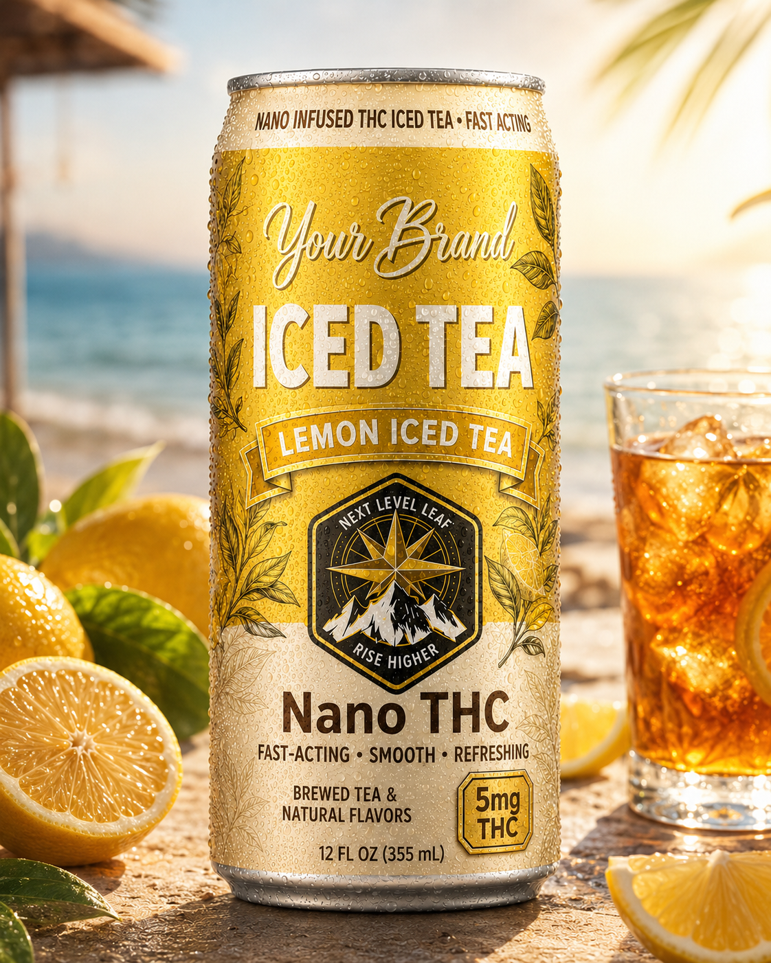 lemon THC iced tea tropical image for comparing THC tea and coffee