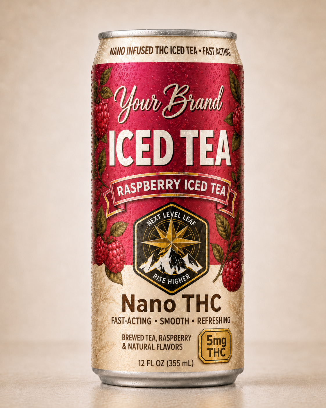 higher-dose raspberry THC iced tea concept for experienced consumers