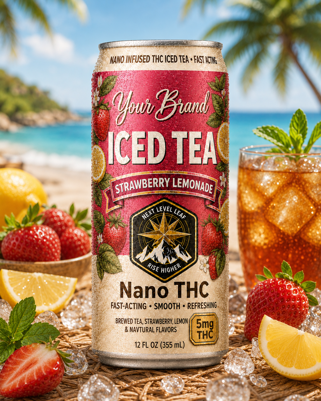 strawberry lemonade THC tea lifestyle image for infused tea lemonade product launch